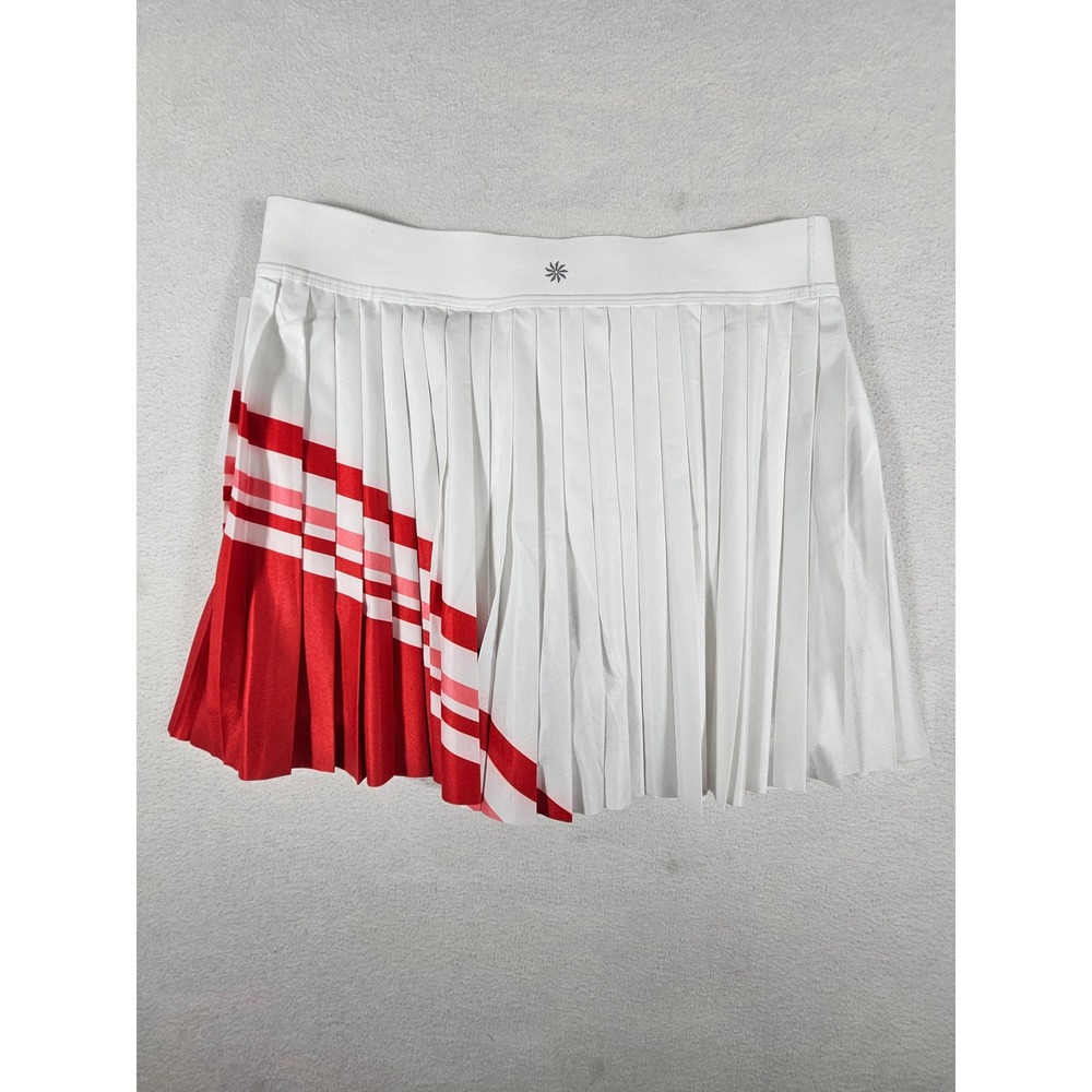 Athleta Match Point Pleated Colorblock Skort White Red Pink Stripe 694842 Medium - Picture 10 of 11